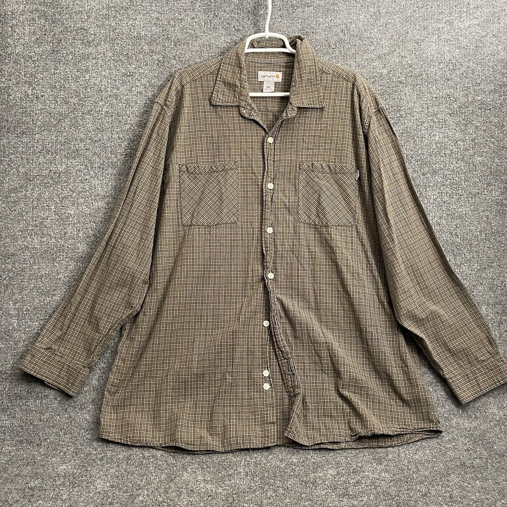 Carhartt Cotton Shirt Mens Sz 2XL Plaid Long Sleeve Button Up